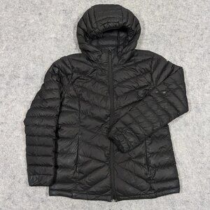 LOLE Hooded Quilted Jacket Size Large Down Black Puffer Coat